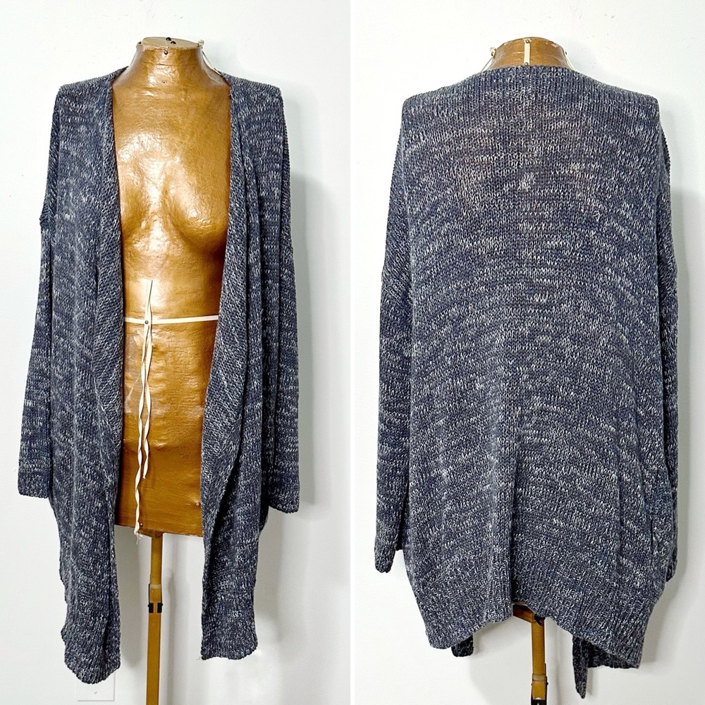 Joie Heathered Smoky Blue Open Front Waterfall Cardigan Size Medium